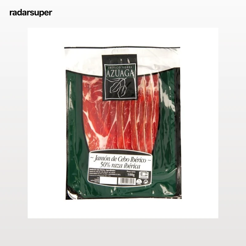 SIERRA AZUAGA Jamón de cebo ibérico (50% raza ibérica), cortado en lonchas SIERRA AZUAGA 100 g.