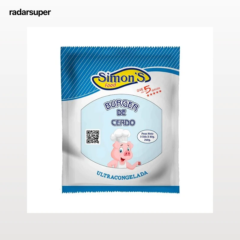 SIMONS"S FOOD Burger meat de cerdo, ultracongeladas 3x80 g.