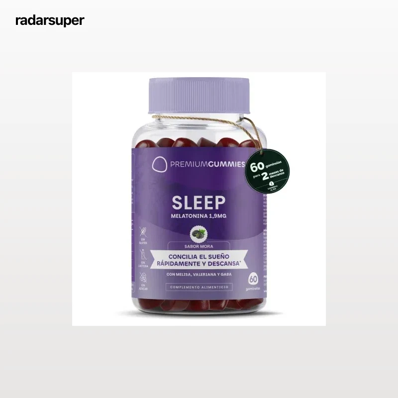 Sleep con melisa, valeria y gaba sabor mora Premium Gummies sin gluten y sin lactosa 60 ud.