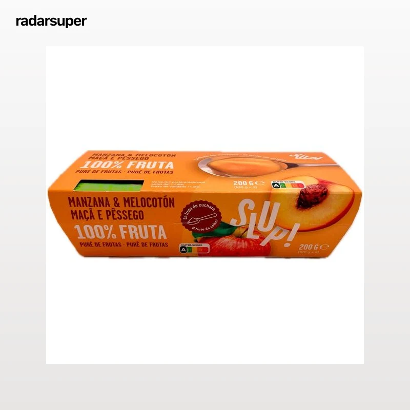 SLUP! Crema de fruta de manzana y melocotón 2 x 100 g.