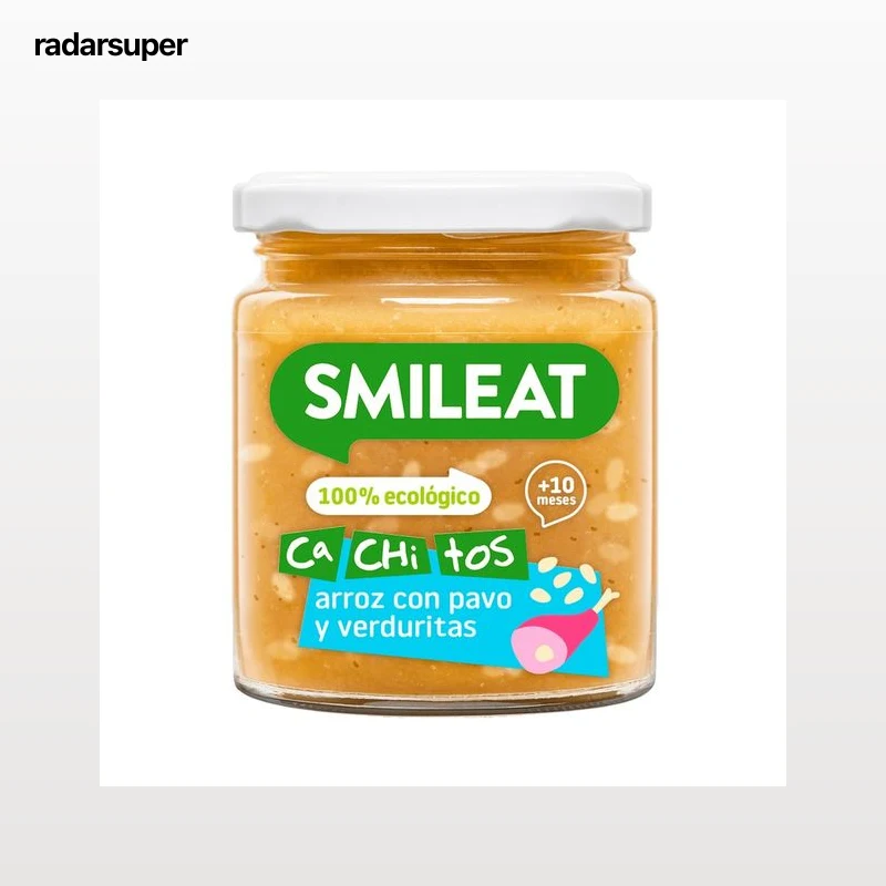 SMILEAT Cachitos Tarrito de arroz con pavo y verduritas, a partir de 10 meses 230 g.