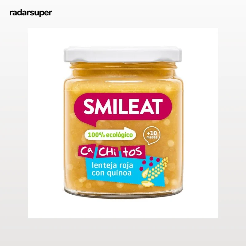 SMILEAT Cachitos Tarrito de lenteja roja con quinoa, a partir de 10 meses 230 g.