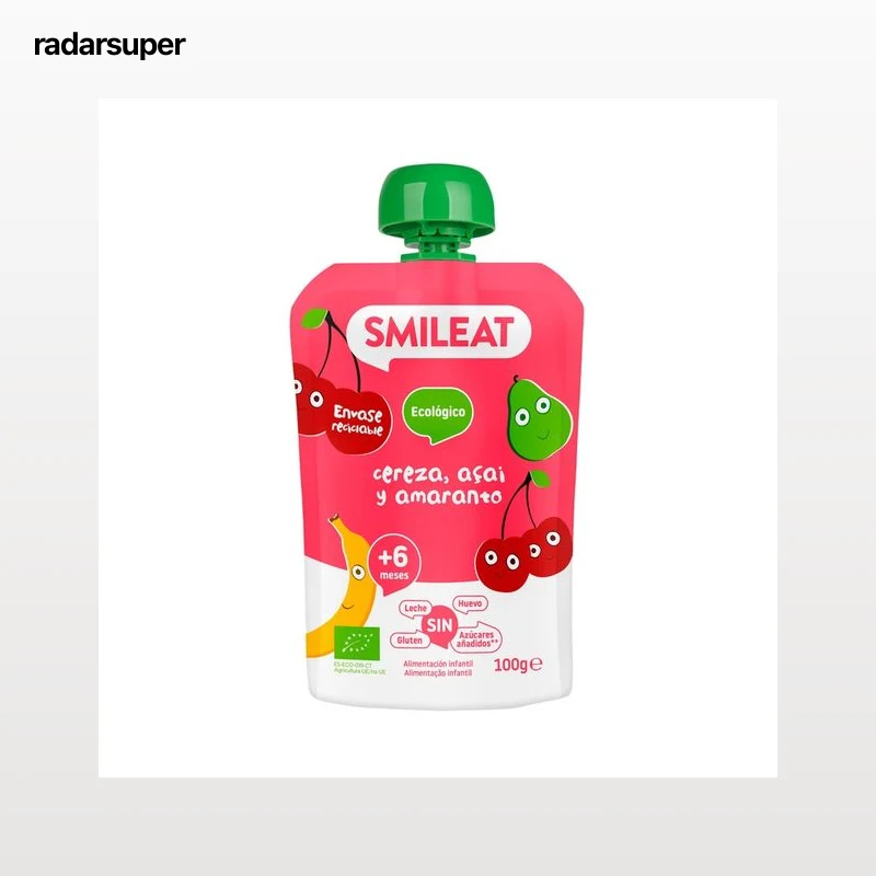 SMILEAT Ecológico Bolsita de fruta ecológica (cereza, acai y amaranto), a partir de 6 meses 100 g.