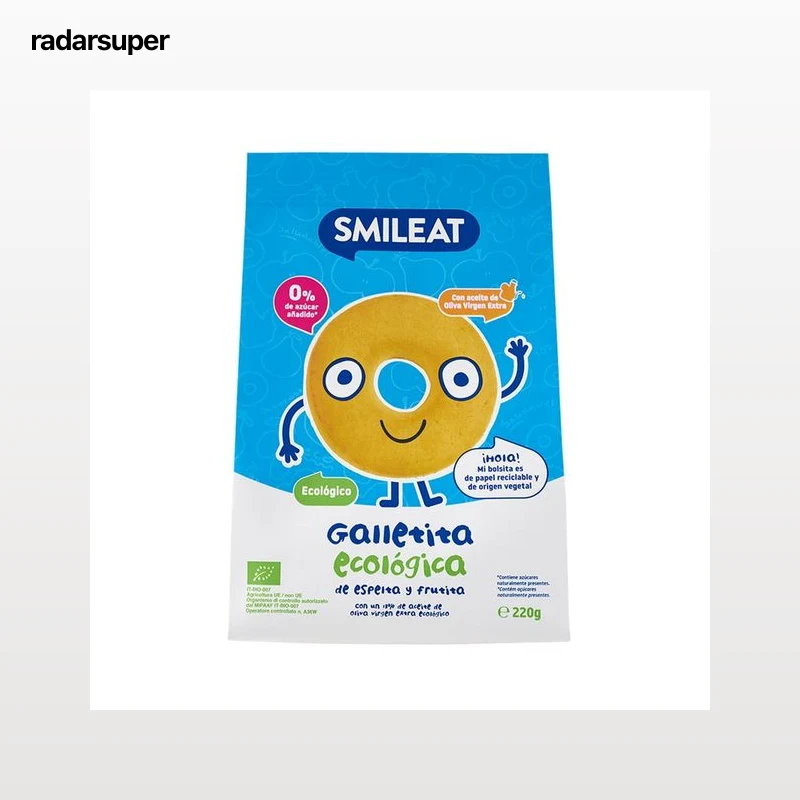SMILEAT Galletas de espelta ecológicas con zumo de frutas y aceite de oliva virgen extra 220 g.