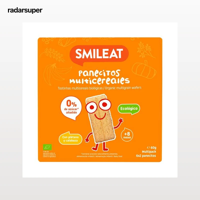 SMILEAT Panecitos multicereales con plátano y calabaza, ecológicos, a partir de 8 meses 60 g.