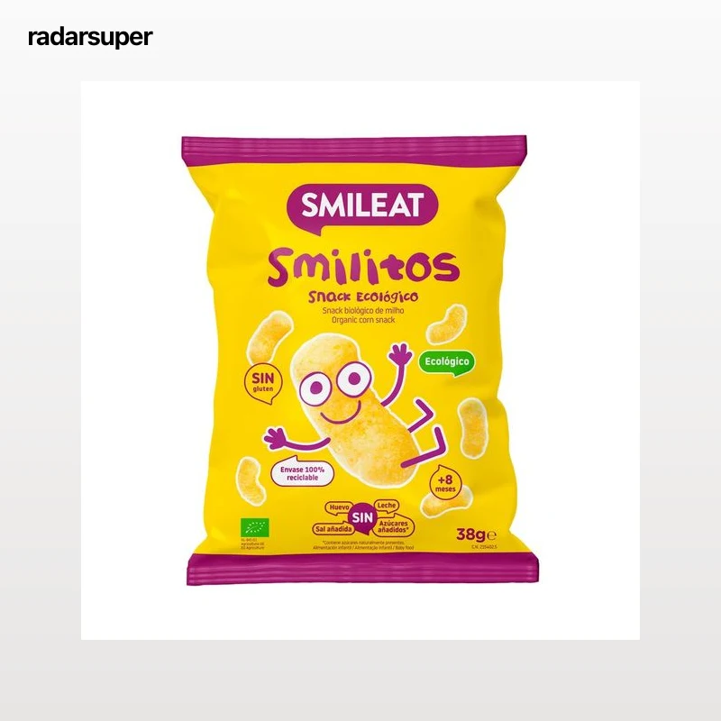 SMILEAT Smilitos Snack infantil de maiz ecológico, a partir de 8 meses 38 g.