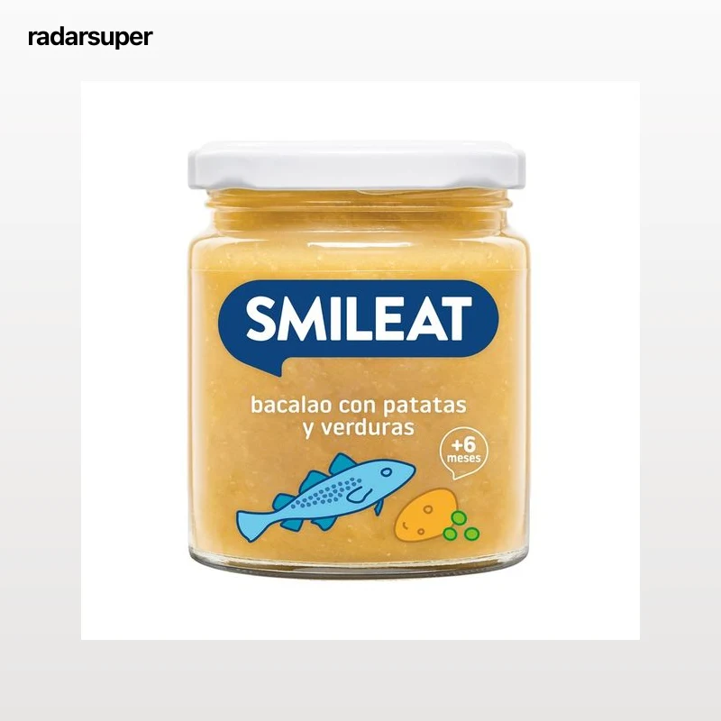 SMILEAT Tarrito de bacalao con patatas y verduras, a partir de 6 meses.