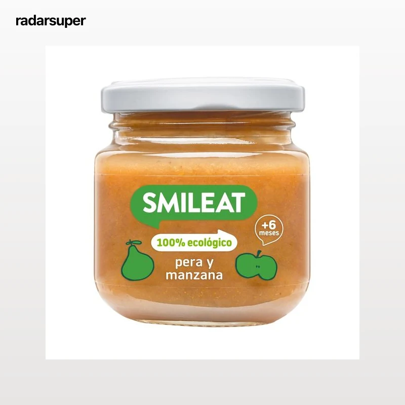 SMILEAT Tarrito de fruta 100% ecológica (pera y manzana), a partir de 6 meses 130 g.