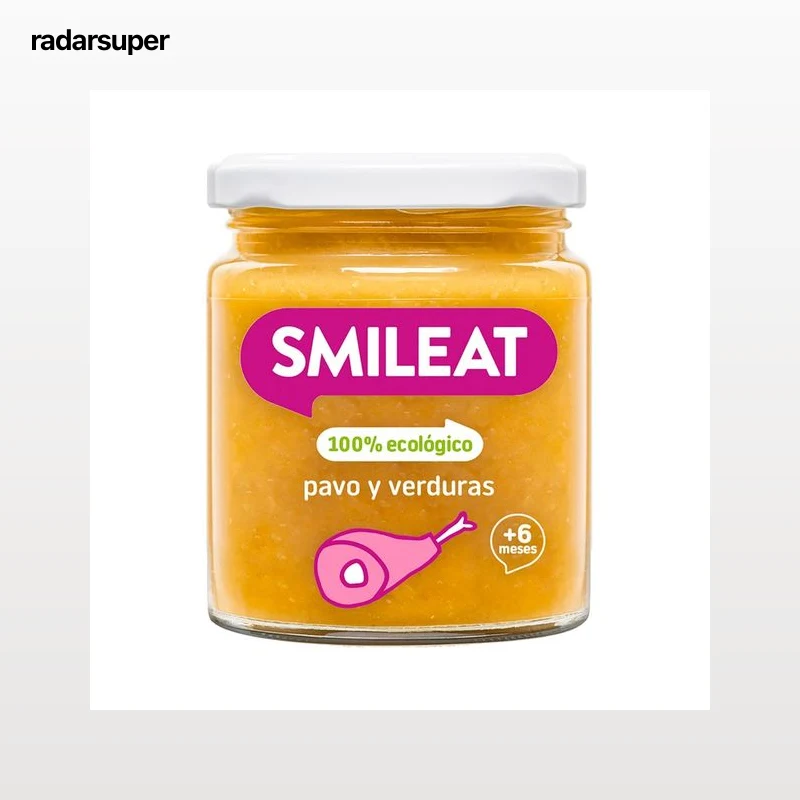 SMILEAT Tarrito de pavo con verduras 100% ecológico, a partir de 6 meses 230 g.