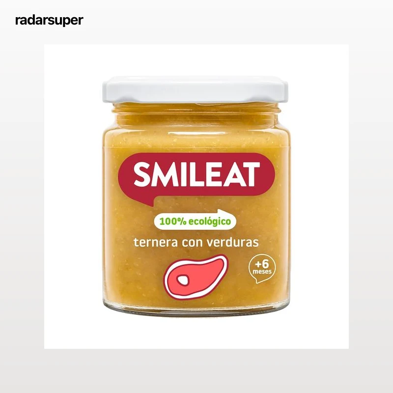 SMILEAT Tarrito de ternera con verdura 100% ecológico, a partir de 6 meses 230 g.