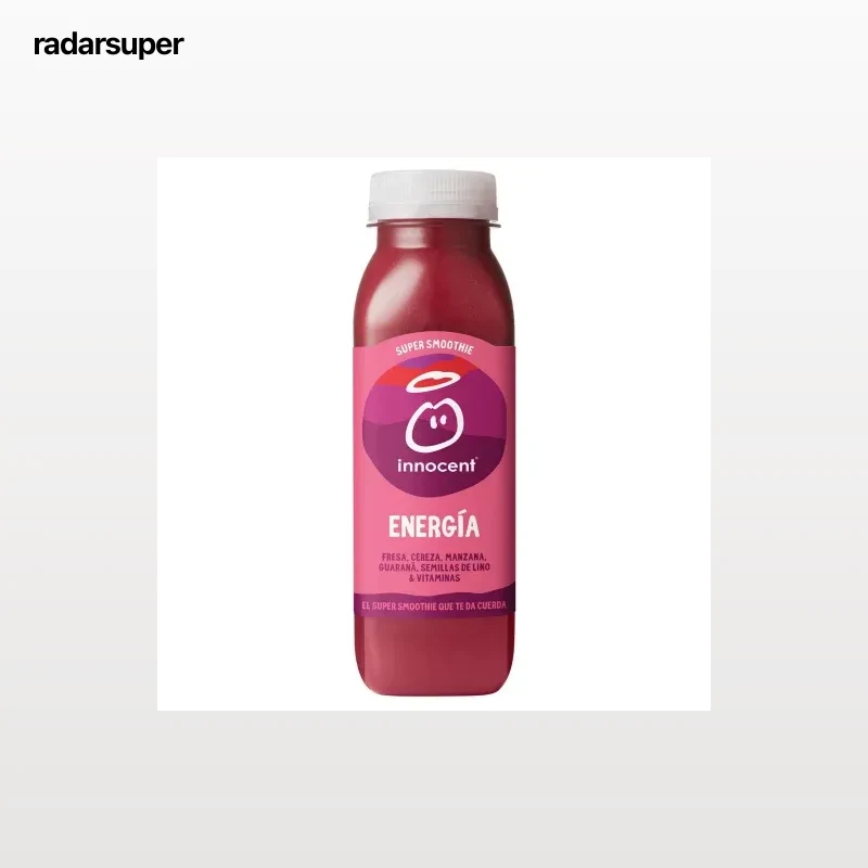 Smoothie super energía de fresa, cereza, manzana, guaraná,  semillas de lino y vitaminas Innocent botella 30 cl.