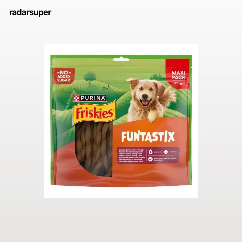 Snack bacon y queso para perro Purina Friskies Funtastix 500 g.