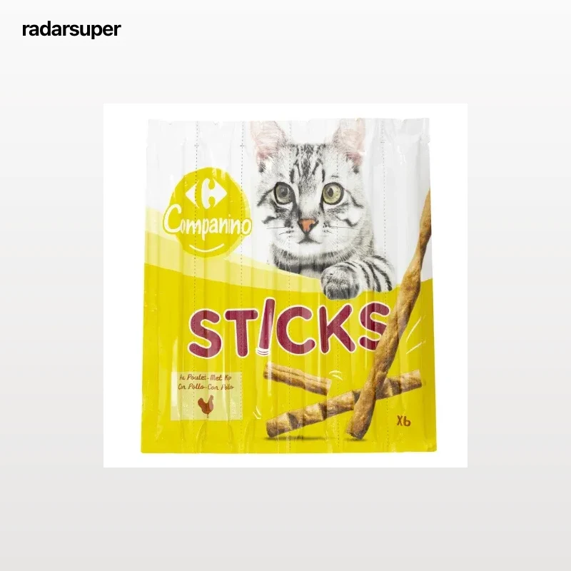 Snack de pollo y hígado para gato Sticks Carrefour 6 unidades de 5 g.