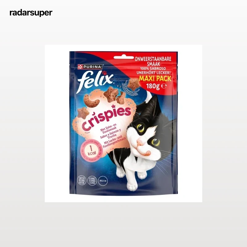 Snack de salmón y trucha para gatos Purina Felix Crispies 180 g.