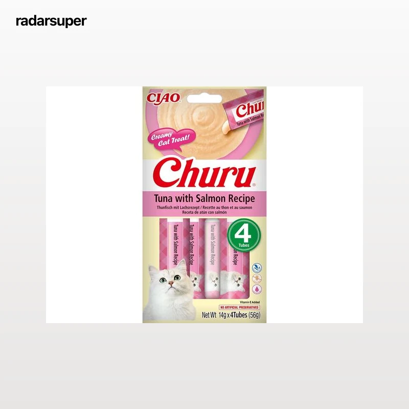SNACK PARA GATO CHURU ATUM COM SALMÃO 4X14G