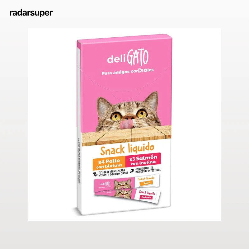 Snack para gatos líquido de pollo y salmón Dia Deligato 105 g