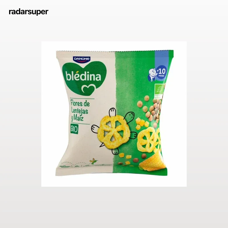 Snack infantil flores de lenteja y maíz desde 10 meses ecológico Danone Blédina sin gluten 20 g.
