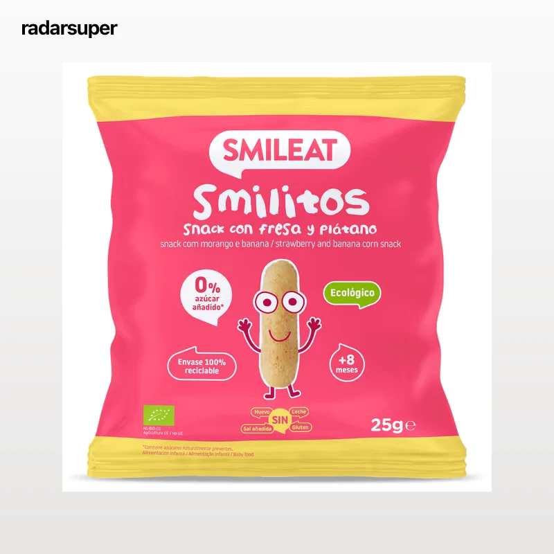 Snack infantil con fresa y plátano smilitos Smileat 25 g