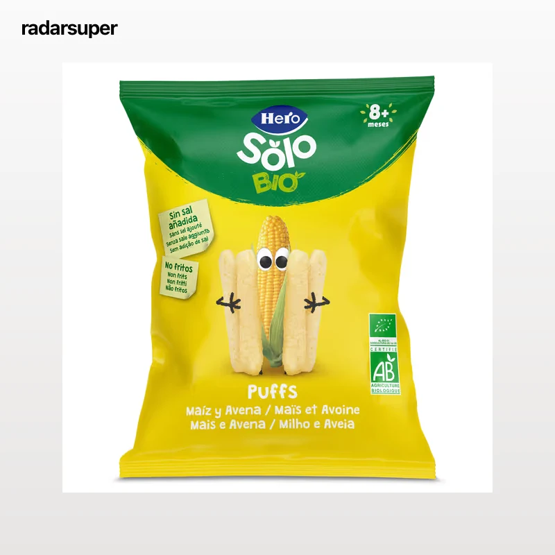 Snack infantil de maíz y avena puffs Hero 25 g