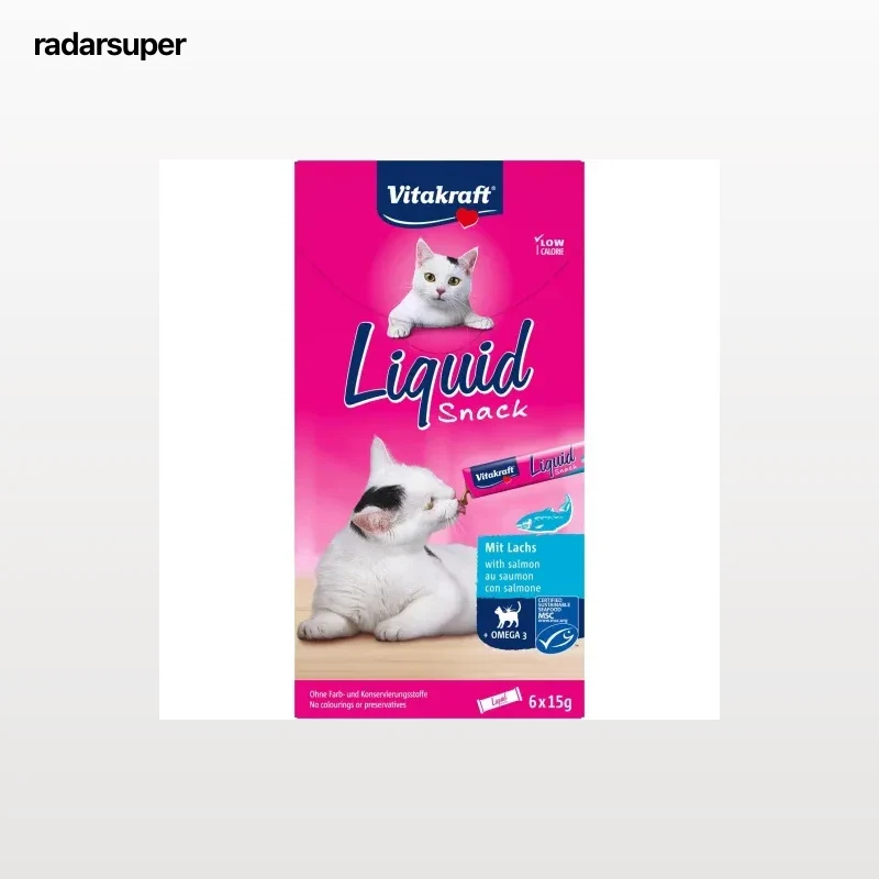 Snack líquido con salmón y omega 3 para gato Vitakraft  6x15 g.
