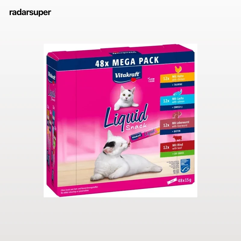 Snack líquido mega pack para gato Vitakraft 48x15 g.