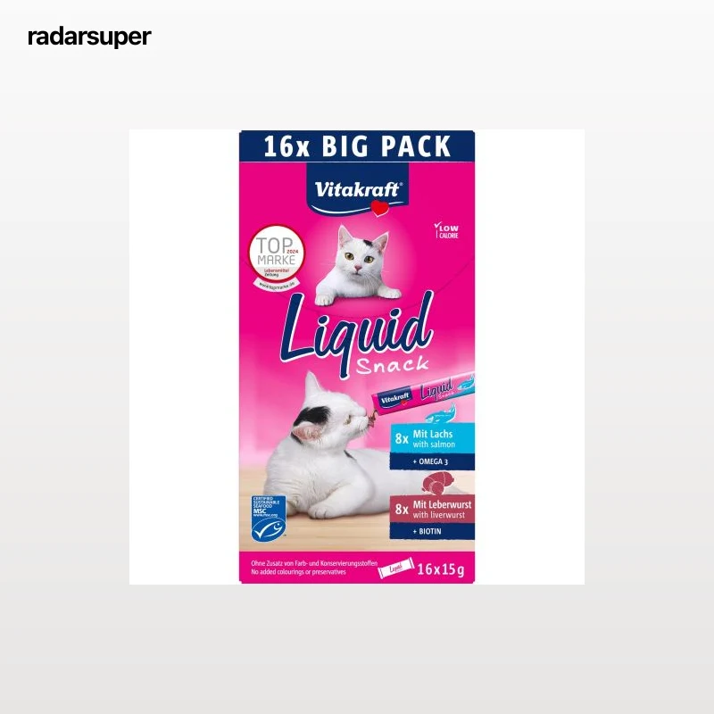 Snack liquido paté de salmón para gato Vitakraft 16x15 g.