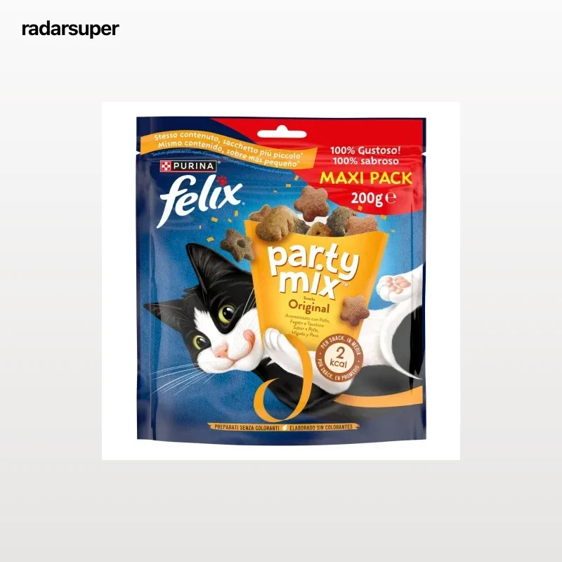 Snack pollo, hígado y pavo para gato Purina Felix Party Mix Original 200 g
