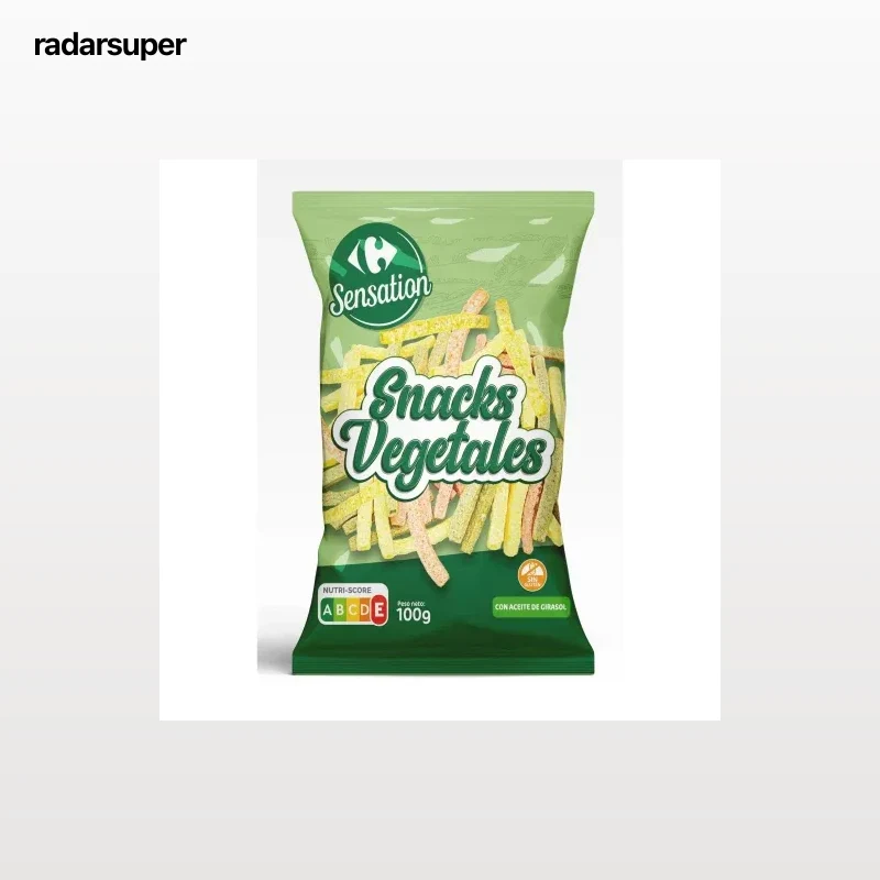 Snack vegetal con aceite de girasol Sensation Carrefour sin gluten 100 go