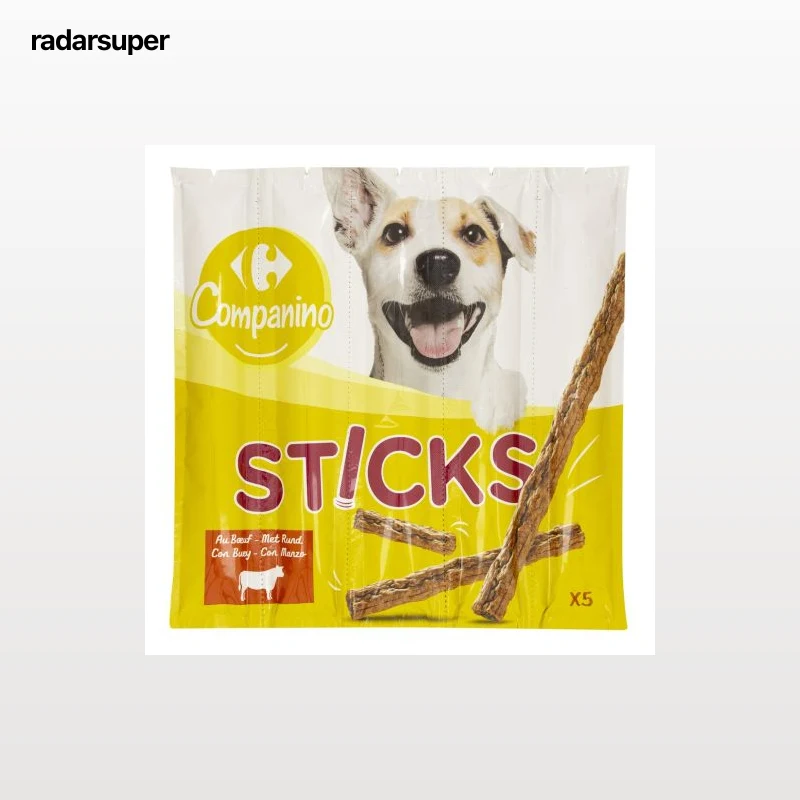 Snacks de buey para perro Carrefour Sticks 5x10 g.