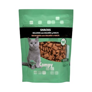 Snacks gato rellenos con salmón y malta
