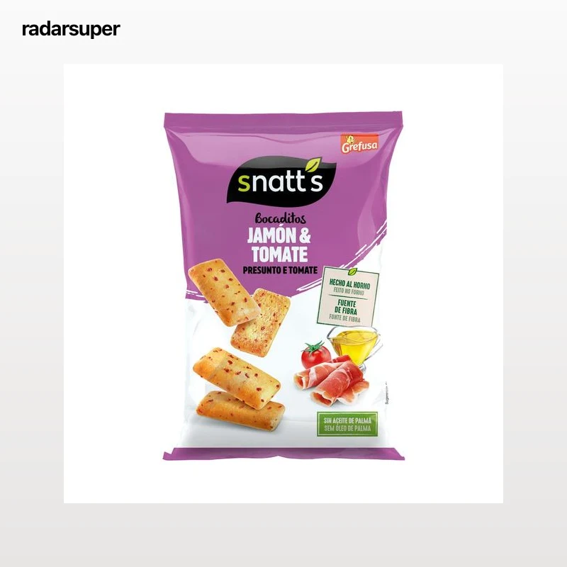 SNATT´S Bocaditos snaks de pan con sabor a jamón y a tomate 110 g.
