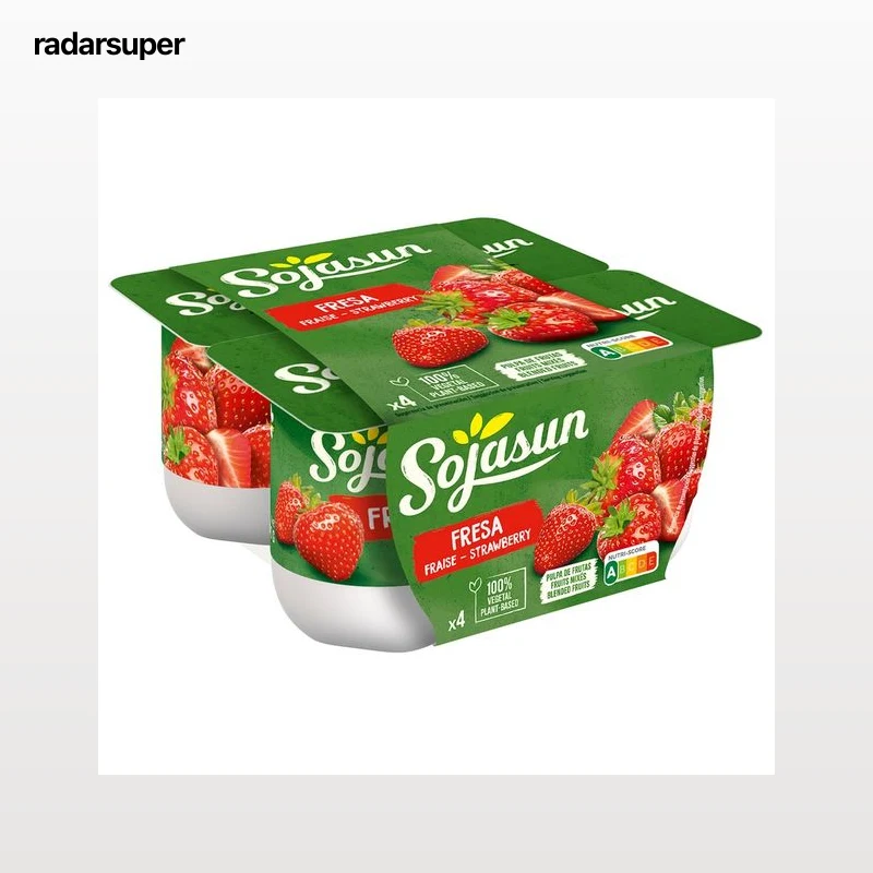 SOJASUN Especialidad de soja con trocitos de fresas 4 x 100 g.
