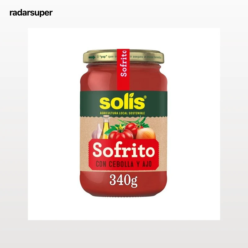 SOLÍS Tomate para sofrito con cebolla y ajo, 340 g.