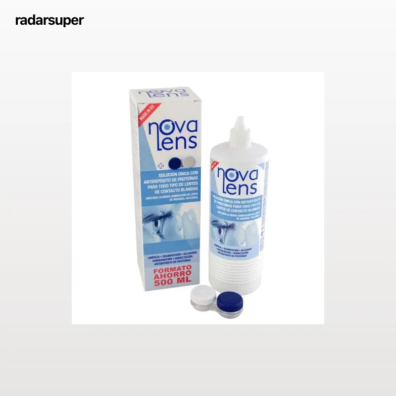 Solución única con antidepósito de proteínas para lentes de contacto blandas Novalens 500 ml.