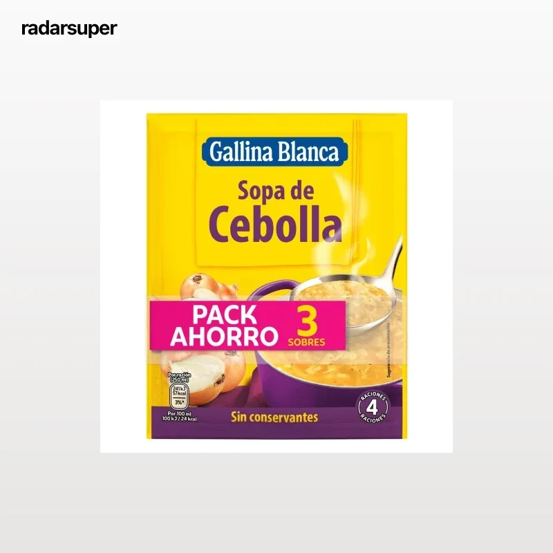 Sopa de cebolla Gallina Blanca pack de 3 unidades de 48 g.