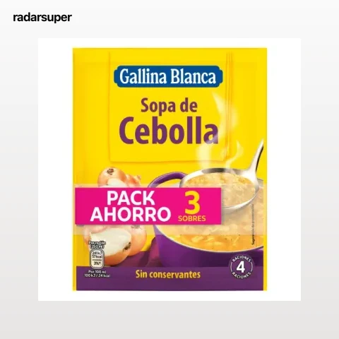 Sopa de cebolla Gallina Blanca pack de 3 unidades de 48 g.