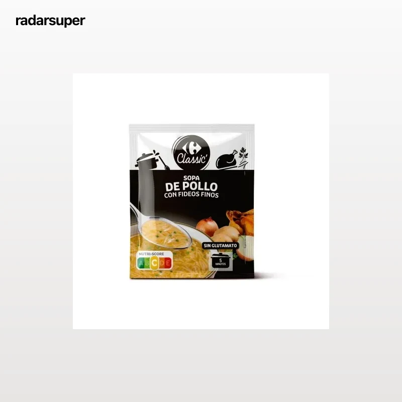 Sopa de pollo con fideos Classic Carrefour 80 g.