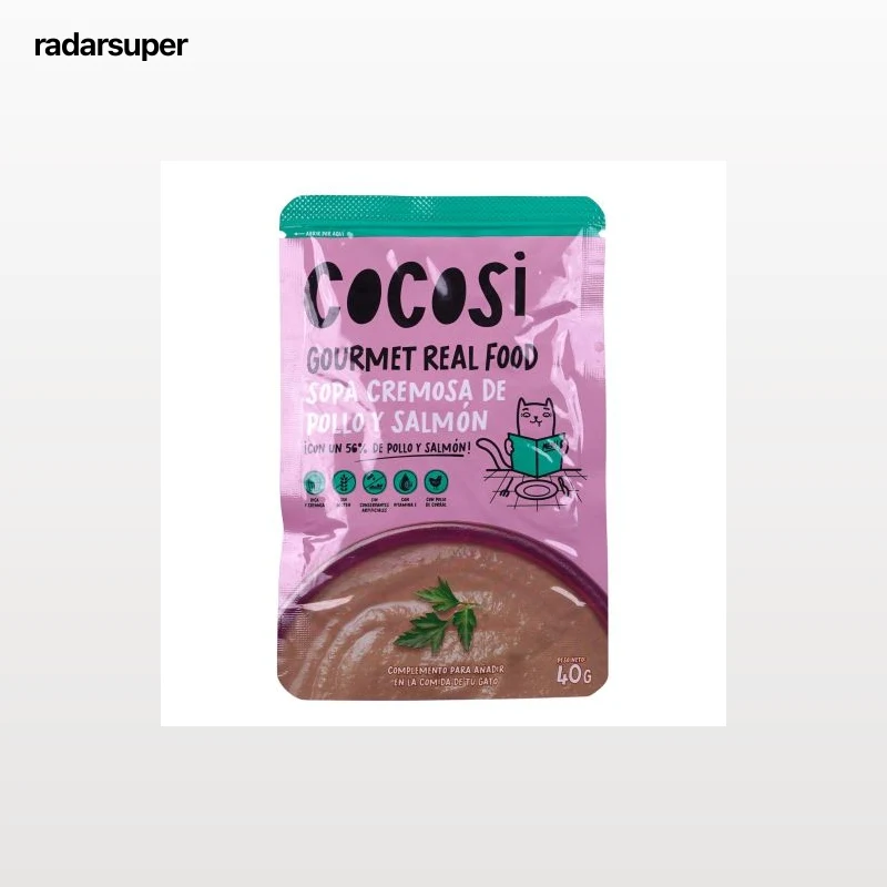 Sopa de pollo y salmón para gato Cocosi 40 g.