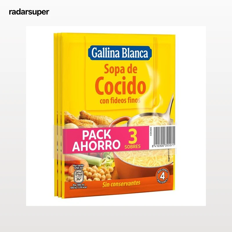 Sopa Gallina Blanca pack 3 unidades cocido