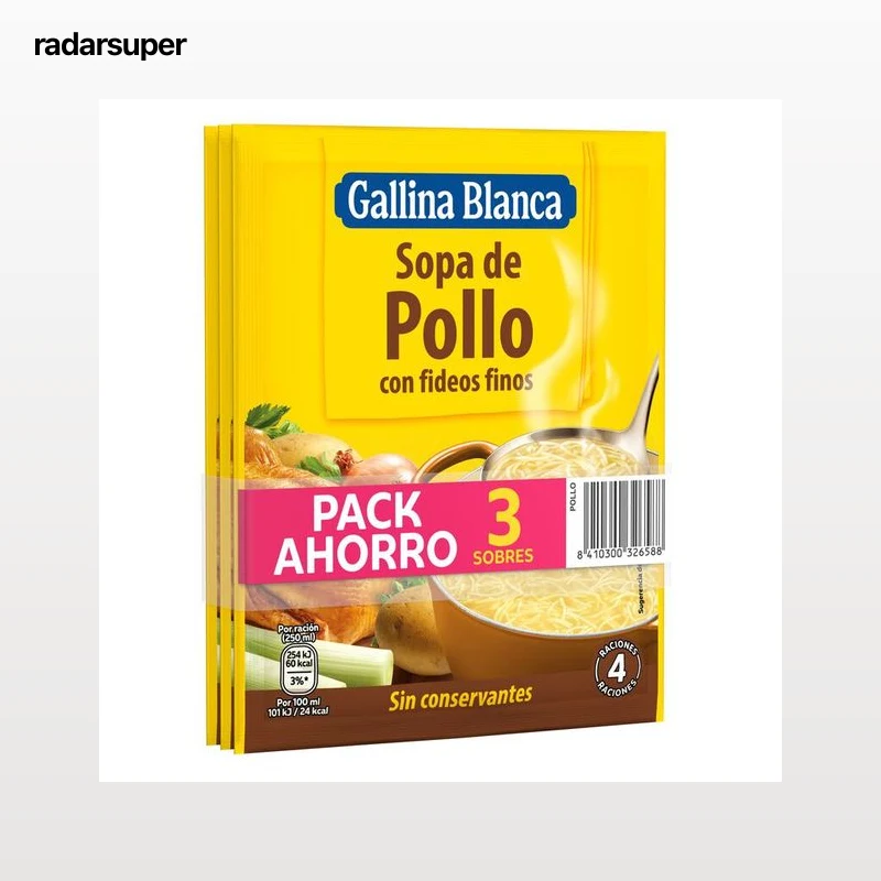 Sopa Gallina Blanca pack 3u pollo con fideos