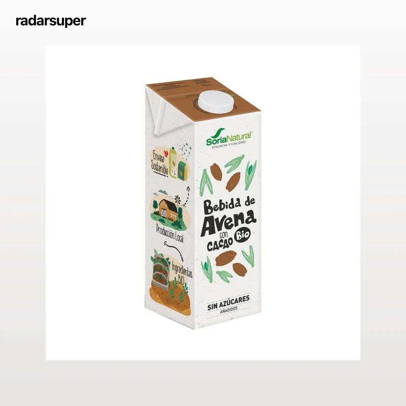 SORIA NATURAL Bio Bebida de avena ecológica con cacao, sin azúcares añadidos 1 l.