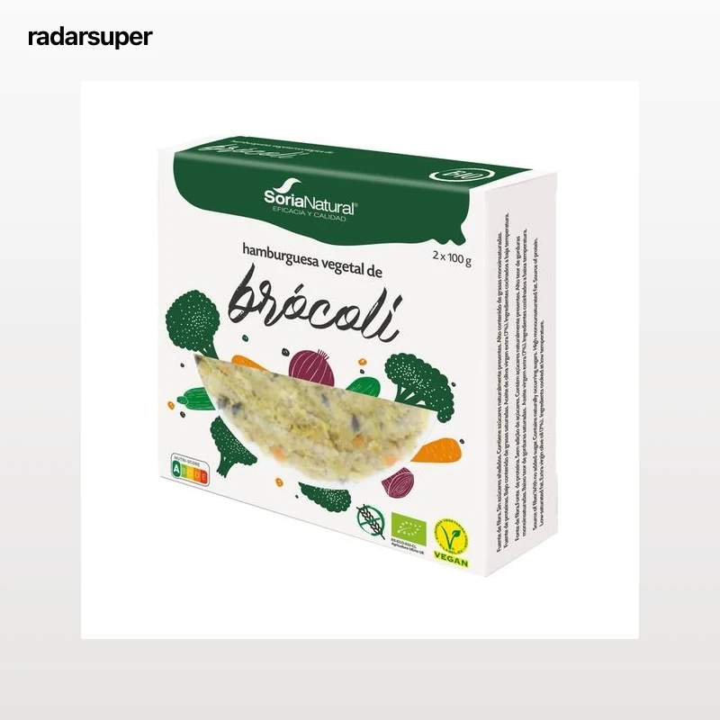 SORIA NATURAL Bio Burger vegetal de brócoli ecológico 2 x 100 g.