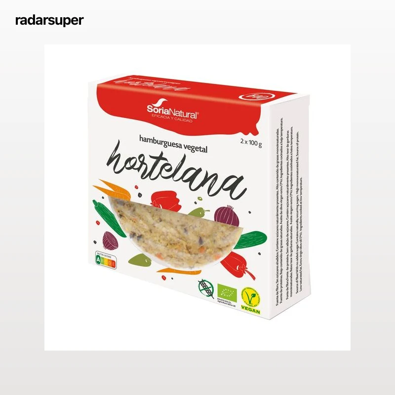 SORIA NATURAL Bio Burger vegetal hortelana (mix de verduras y hortalizas) ecológica 2 x 100 g.