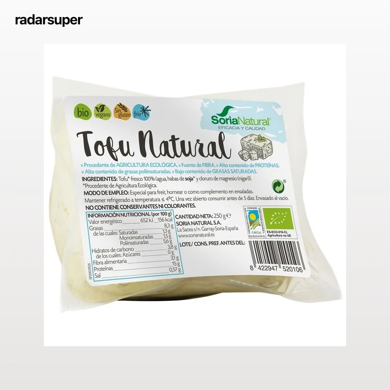 SORIA NATURAL Bio Tofu natural procedente de agricultura ecológica 250 g.