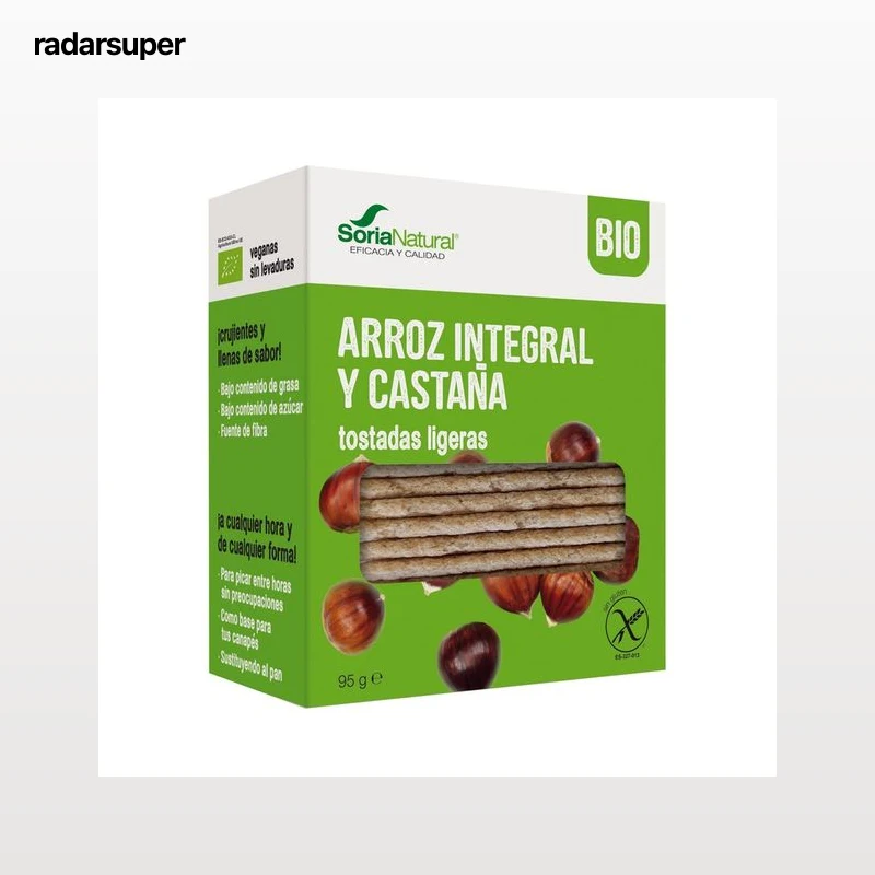 SORIA NATURAL Bio Tostadas de arroz integral y castañas 95 g.