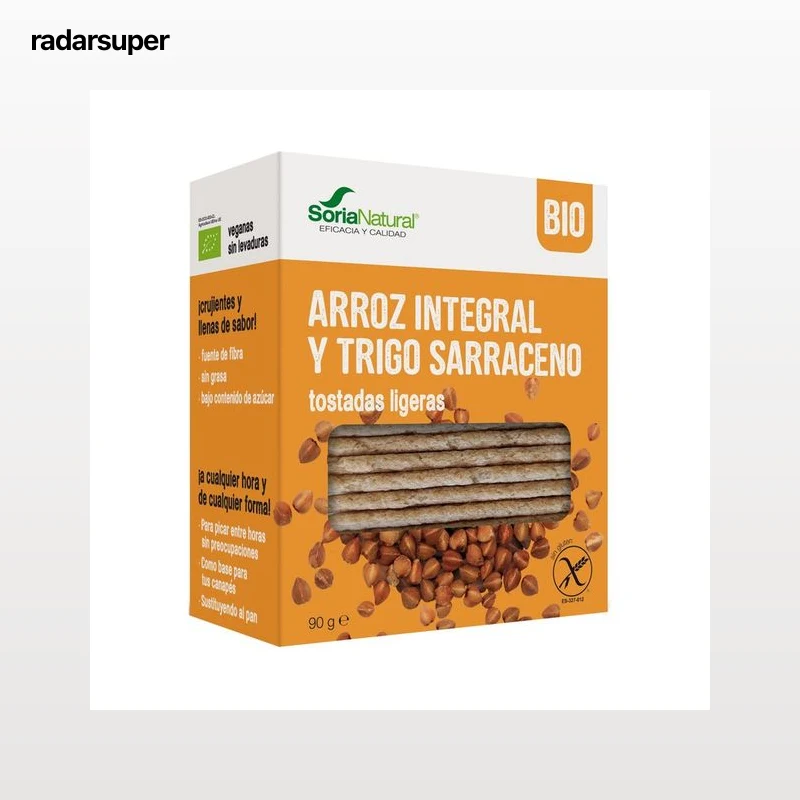 SORIA NATURAL Bio Tostadas de arroz integral y trigo sarraceno 90 g.