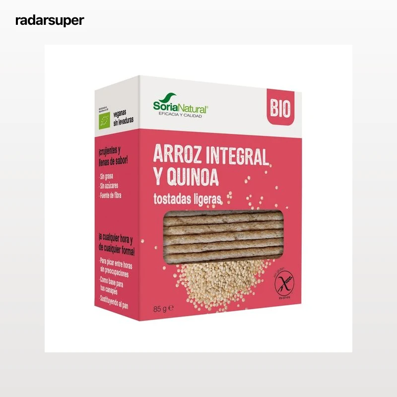SORIA NATURAL Bio Tostadas ligeras de arroz integral y quinoa 85 g.