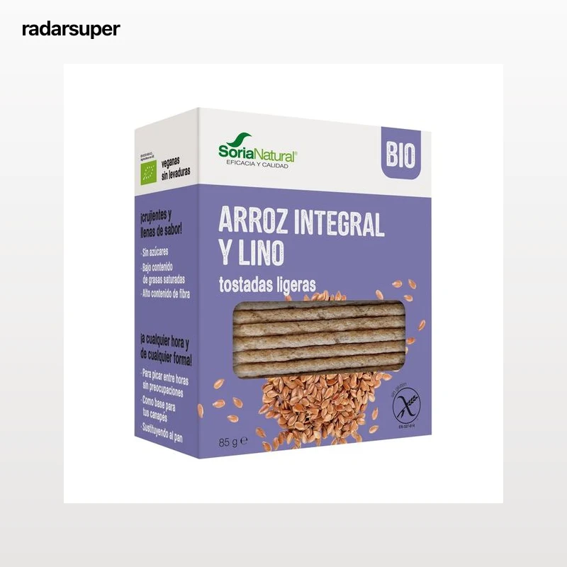 SORIA NATURAL Bioi Tostadas ligeras de arroz integral y lino 85 g.