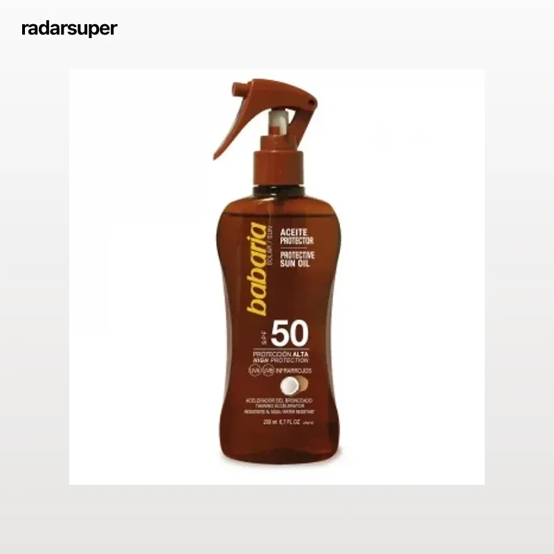 Spray aceite protector solar bronceador coco SPF50 Babaria 200 ml.