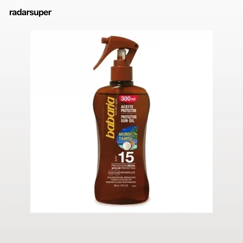 Spray aceite protector solar bronceador monoï tahiti SPF 15 Babaria 300 ml.